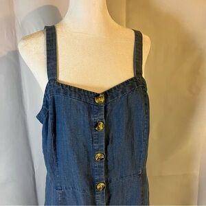 Loft Denim Button-Down Dress Size 10 Coastal Casual Vacation Summer Festival